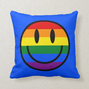 Regenbogen-Smiley Kissen