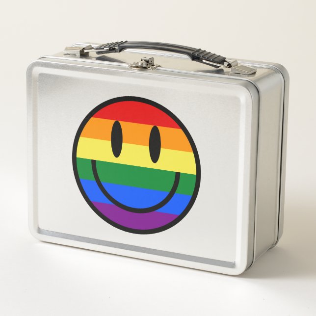 Regenbogen-Smiley Metall Brotdose (Vorderseite)