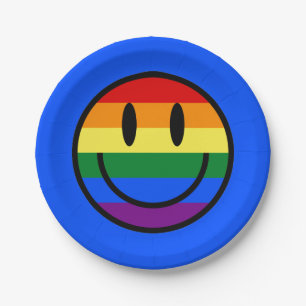 Regenbogen-Smiley Pappteller