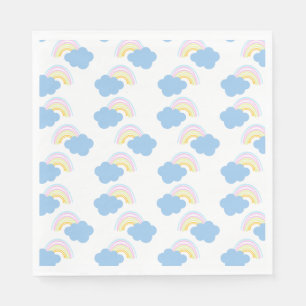 Regenbogen Sommer Wolken Pastell Kritzelzeichnung Serviette