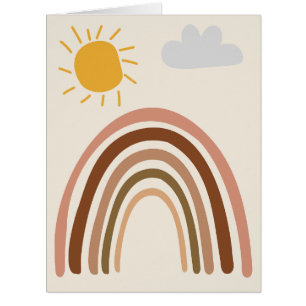 Regenbogen-Sonne-Wolke, Kinderzeichnung, Boho-Abst