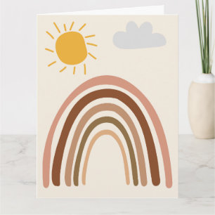 Regenbogen-Sonne-Wolke, Kinderzeichnung, Boho-Abst Karte