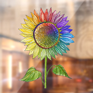 Regenbogen Sonnenblumen Kunst, Dichtung und Musik Fensteraufkleber