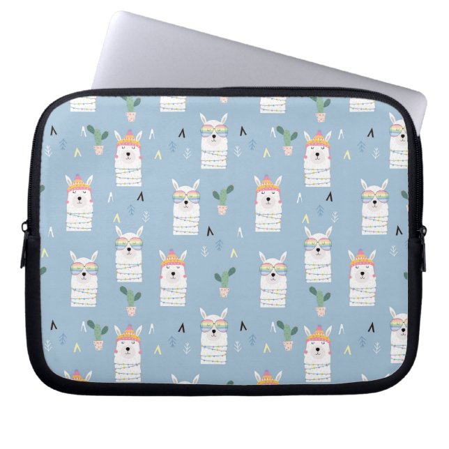 Regenbogen-Sonnenbrille-Lama-Muster Laptopschutzhülle (Vorderseite)