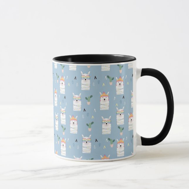 Regenbogen-Sonnenbrille-Lama-Muster Tasse (Rechts)