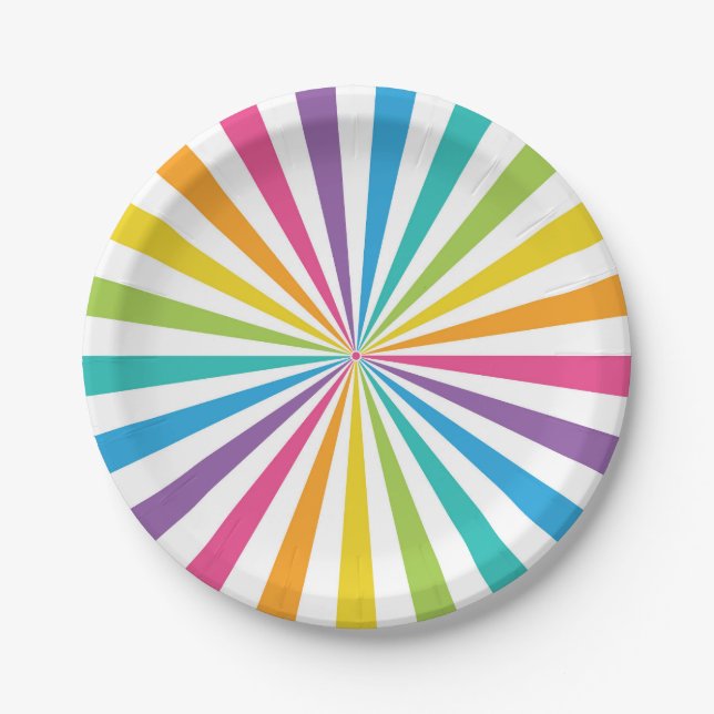 Regenbogen-Sonnenstrahl Pappteller (Vorderseite)