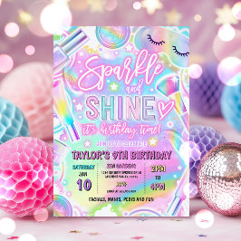 Regenbogen-Spa-Party-Glow-Makeup-Verwöhn-Geburtsta Einladung