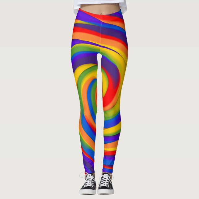 Regenbogen-Spin Leggings (Vorderseite)