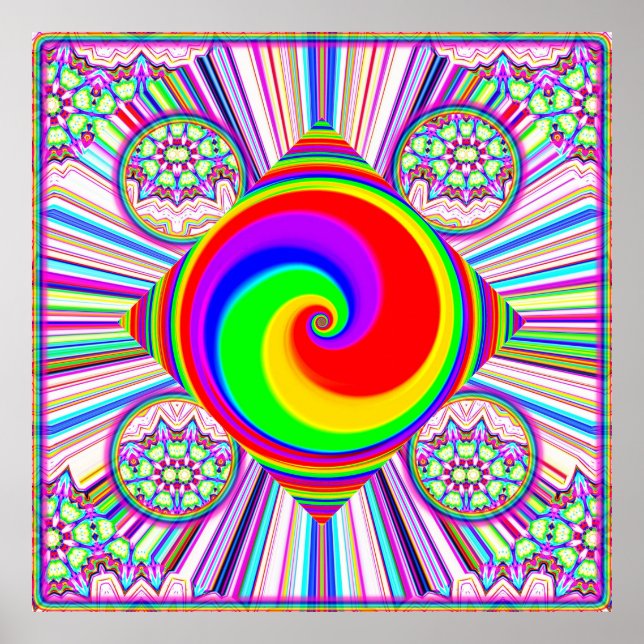 Regenbogen-Spiral-Diamant Poster (Vorne)