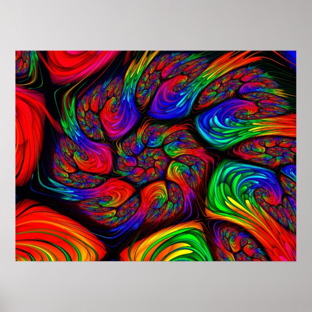 Regenbogen-Spiral-Fraktal Poster (Vorne)