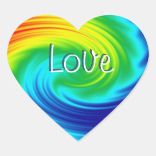 Regenbogen spiral.text. Herz-Aufkleber