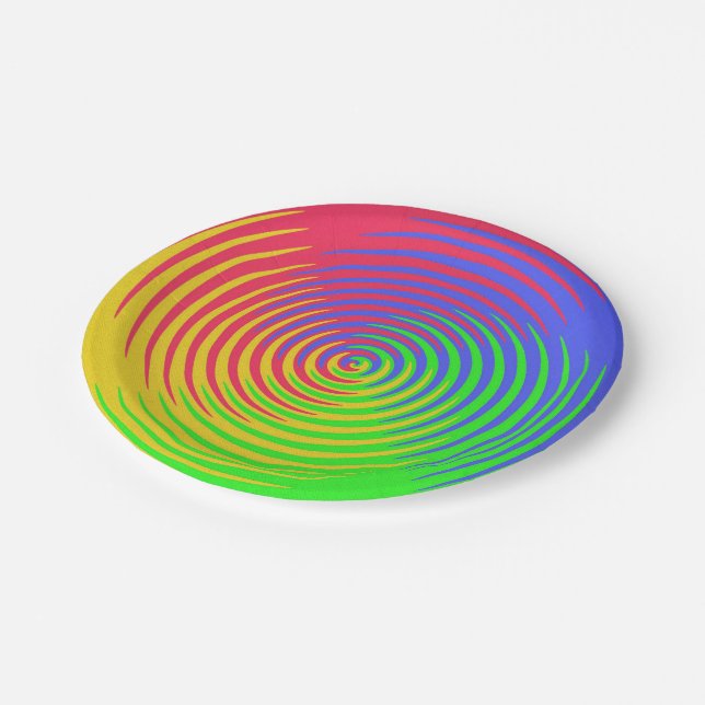 Regenbogen-Spirale 7 Zoll-Pappteller Pappteller (Schrägansicht)