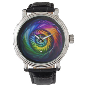 Regenbogen-Spirale nach außen Armbanduhr