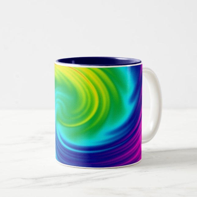 Regenbogen-Spirale Zweifarbige Tasse (VorderseiteRechts)