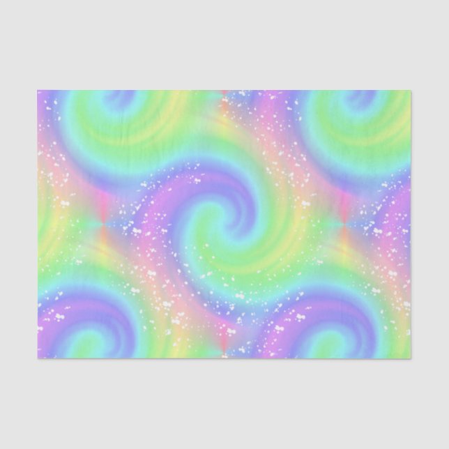 Regenbogen-Spiralen-Welle beschmutztes Seidenpapier (Vorderseite)