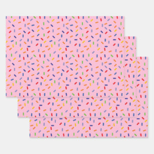 Regenbogen-Sprinklen farbenfrohe Confetti-Light Geschenkpapier Set
