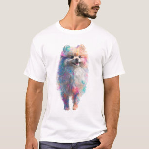 Regenbogen-Spritz-Wasserfarben-Pomeranian-Hund-Män T-Shirt