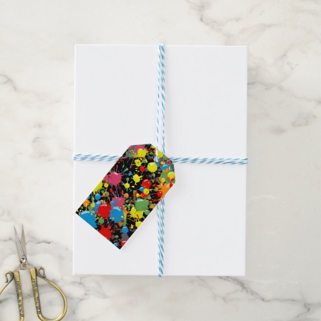 Regenbogen-Spritzer-Farbtropfen PD Geschenkanhänger (Mit Garn)