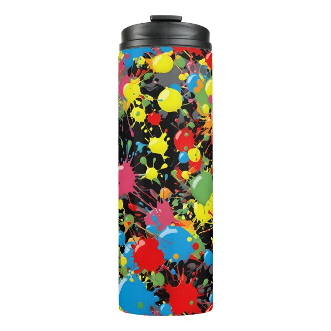 Regenbogen-Spritzer-Farbtropfen PD Thermosbecher (Vorderseite)