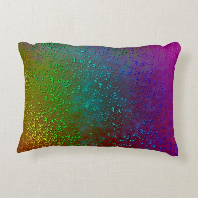 Regenbogen-Spritzer-Mischmedium-Kunst-Entwurf Zierkissen (Rückseite)