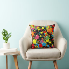 Regenbogen-Spritzfarbtropfen-Musterdesign Kissen