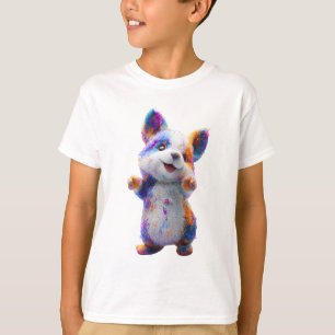 Regenbogen-Spritzkunst Künstlerischer Welpe Corgi  T-Shirt