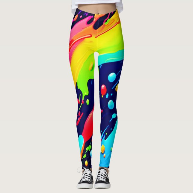 Regenbogen-Spritzkunst Leggings (Vorderseite)