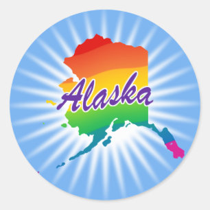Regenbogen-Staat von Alaska Runder Aufkleber