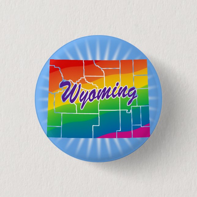 Regenbogen-Staat Wyoming Button (Vorderseite)