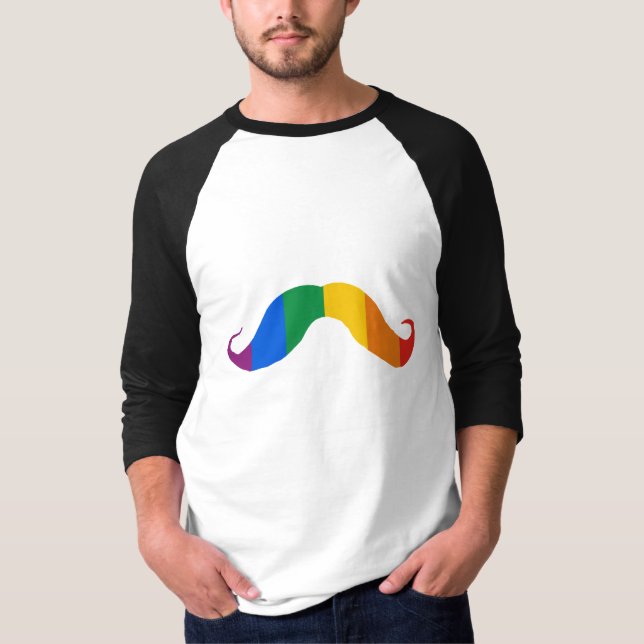 Regenbogen Stache T-Shirt (Vorderseite)