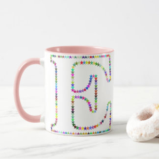 Regenbogen-Stern-Buchstabe E Tasse