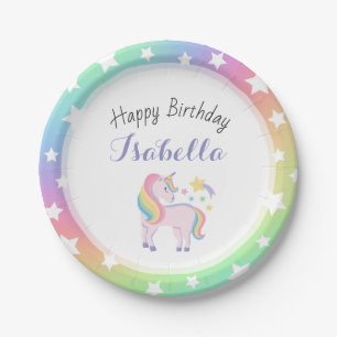 Regenbogen Sterne & Magisches Einhorn Alles Gute z Pappteller