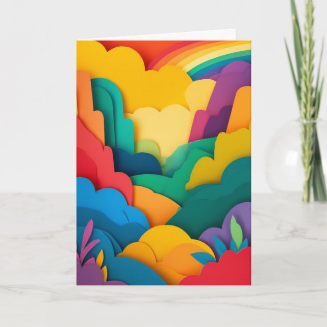 Regenbogen-Sternschnuppe-Collage Karte (Vorderseite)