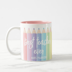 Regenbogen-Stifte-Bester-Lehrer-aller-Zeiten-Tasse Zweifarbige Tasse