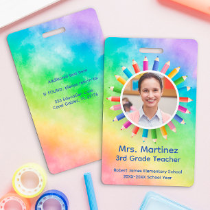 Regenbogen Stifte Lehrer Fotoausweis Schul Auswe Ausweis