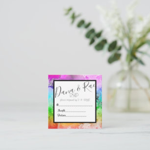 Regenbogen-Stolz Alcohol-Ink-Wasserfarbe RSVP Begleitkarte