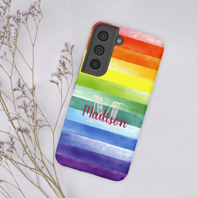 Regenbogen-Stolz-Streifen Farbiger Spaß Anfangsnam Samsung Galaxy Hülle (Von Creator hochgeladen)