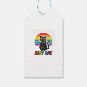Regenbogen-Stolz Vintage-Katze-Shirt-Design_1 Geschenkanhänger