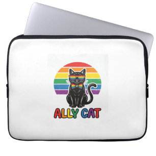 Regenbogen-Stolz Vintage-Katze-Shirt-Design_1 Laptopschutzhülle