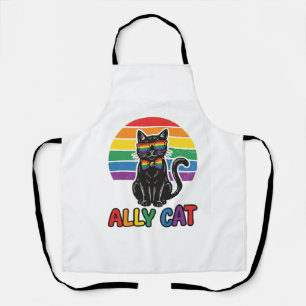 Regenbogen-Stolz Vintage-Katze-Shirt-Design_1 Schürze