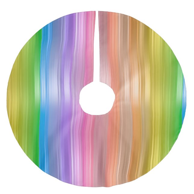 Regenbogen Streifen Baumrock Polyester Weihnachtsbaumdecke (Vorderseite)
