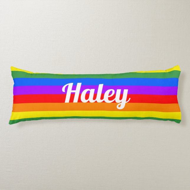 Regenbogen Streifen Individuelle Name Kissen (Vorderseite)