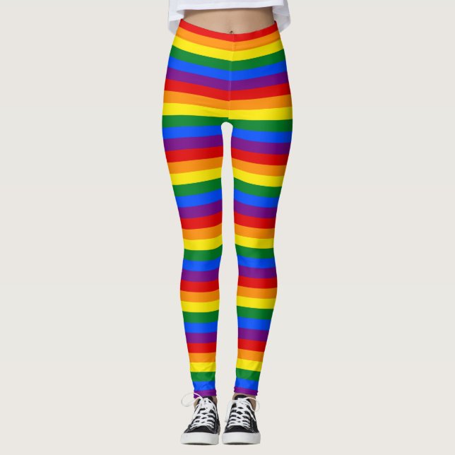 Regenbogen Streifen Leggings (Vorderseite)