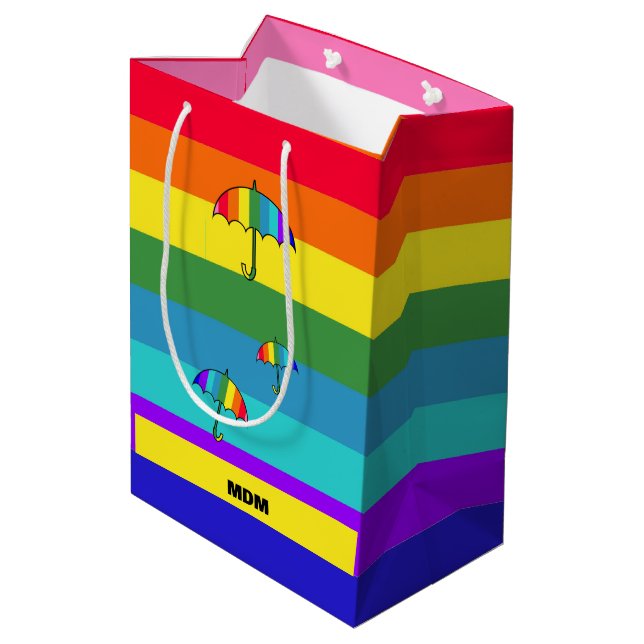 Regenbogen Streifen Mittlere Geschenktüte (Rückseite Schrägansicht)