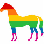 Regenbogen-Streifen-Pferd Fotoskulptur Ornament<br><div class="desc">Eine Kontur eines Pferds mit Regenbogen färbte Streifen</div>