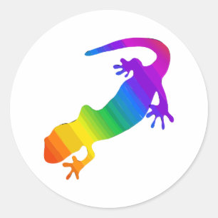 Regenbogen-Streifen Salamander Runder Aufkleber