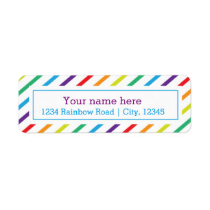 Regenbogen-Streifen Spaß Rücksende-Adresse Aufkleb