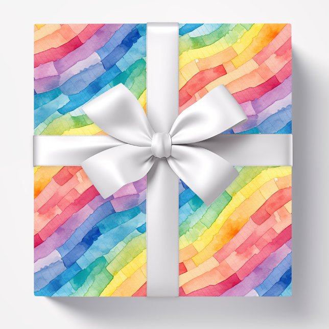 Regenbogen Streifen Wasserfarbe Abstrakt Geschenkpapier (Von Creator hochgeladen)