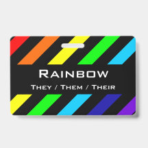 Regenbogen Stripes Namen-/Pronomen-Abzeichen