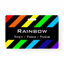 Regenbogen Stripes Namen-/Pronomen-Abzeichen
